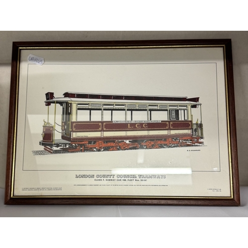 1832 - 6 framed & glazed prints of trams