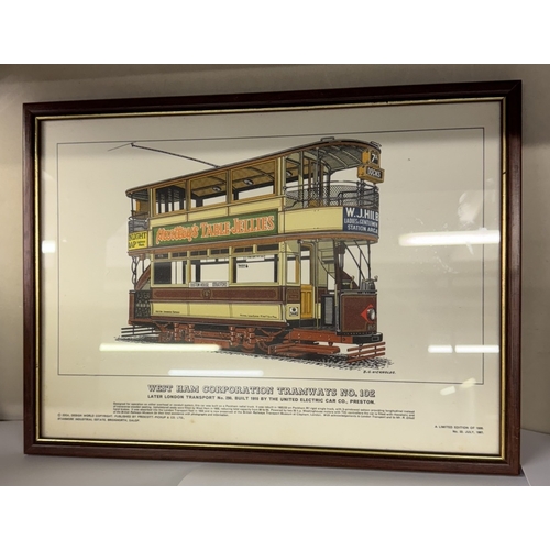 1832 - 6 framed & glazed prints of trams