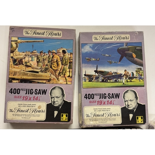 1859 - 3 vintage The Finest hours, Winston Churchill 400 piece jigsaws unchecked & electronic intercept gam... 