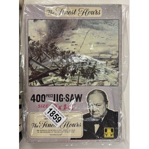 1859 - 3 vintage The Finest hours, Winston Churchill 400 piece jigsaws unchecked & electronic intercept gam... 