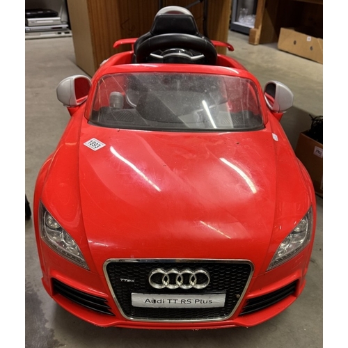 1893 - A child's Audi RS TT Plus car (needs battery & leads)