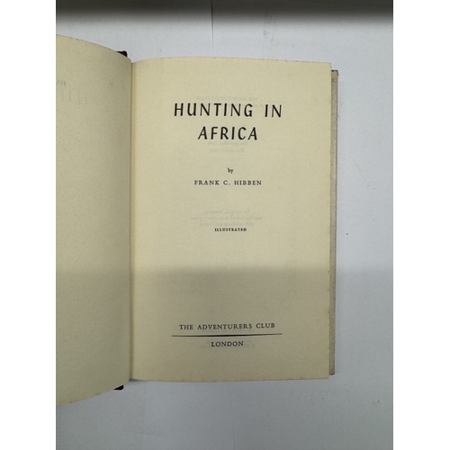 278 - A good collection of 6 vintage hunting books including Hunting In Africa by Hibben 1965, Animal Kita... 