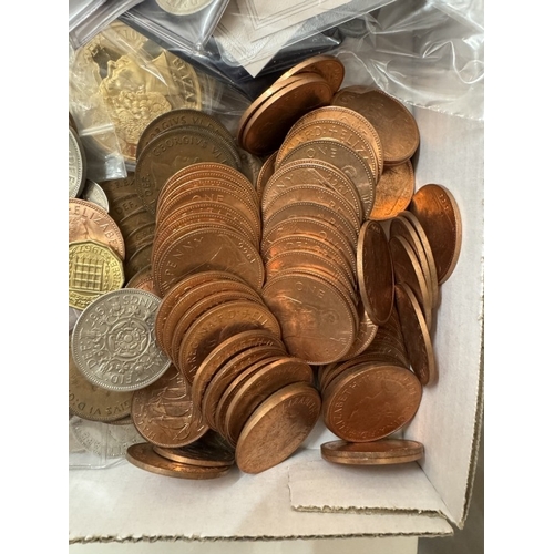 73 - A mixed lot of coins & bank notes including silver, proof sets etc