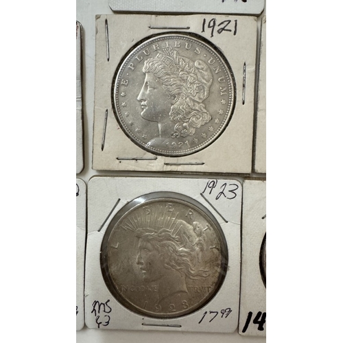 76 - 10 x 1920's silver Morgan dollars