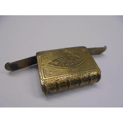 69 - A double ended brass match box.