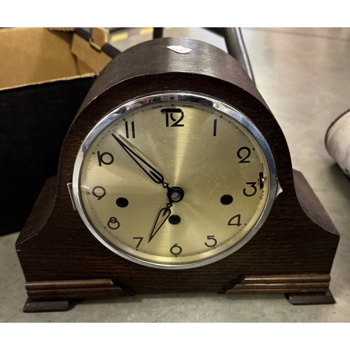 1905 - 3 mantle clocks including Napoleon hat style & pendulums etc.