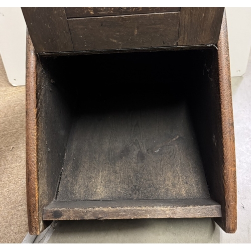 1956 - An Edwardian oak coal box with brass panel