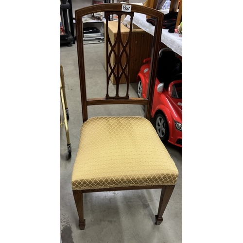 1957 - A pair of Edwardian mahogany chairs with string inlay