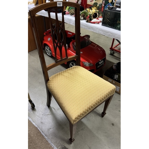 1957 - A pair of Edwardian mahogany chairs with string inlay