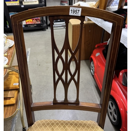 1957 - A pair of Edwardian mahogany chairs with string inlay