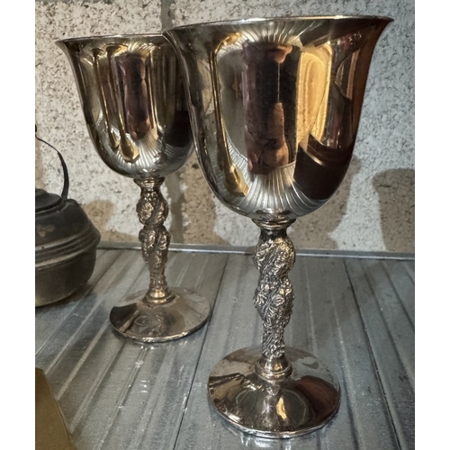 1971 - A pair of brass candlesticks & A quantity of other metal ware