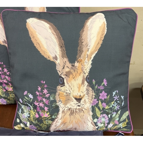 1983 - 2 new with tags Julian Charles 'Hare' cushions