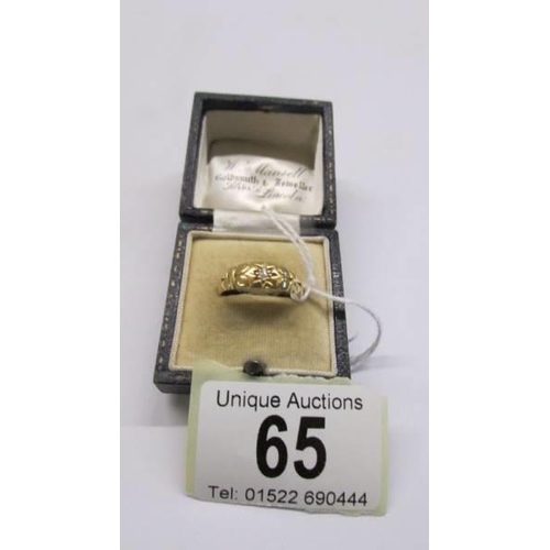 65 - A 9ct gold ring set diamond, size M, 2.2 grams, a/f