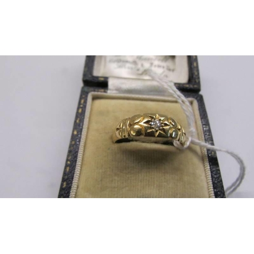 65 - A 9ct gold ring set diamond, size M, 2.2 grams, a/f