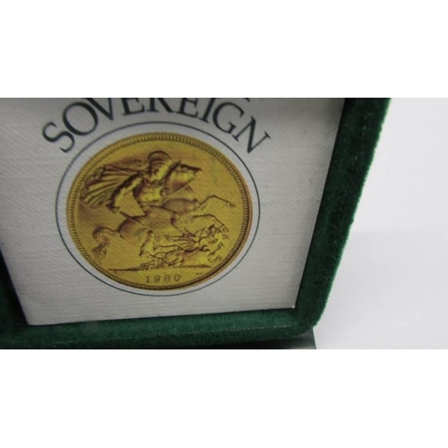 124 - A 1980 Elizabeth II gold proof full-sovereign in presentation case.