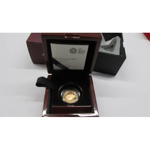 126 - A 2019 Elizabeth II gold proof full-sovereign, limited edition 750/9500, in presentation case, with ... 