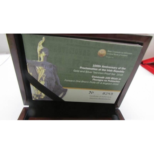 128 - A 2016 Bank of Ireland 100th anniversary of the proclamation of the Irish Republic two coin set, lim... 