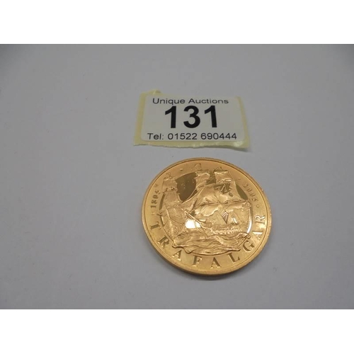 131 - A 2005 Queen Elizabeth II gold proof £5, struck to commemorate the 200th anniversary of the Battle o... 