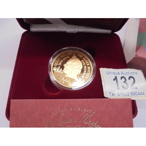 132 - A 2000 Queen Mother gold proof centenary crown (22ct - 39.94g) LE 1974/3000, FDC boxed - as issued.