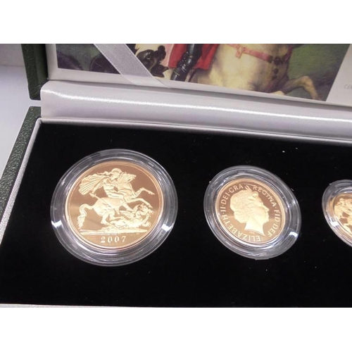 134 - A 2007 Royal Mint UK gold proof four coin Sovereign collection, all original, with COA, LE 650/1750