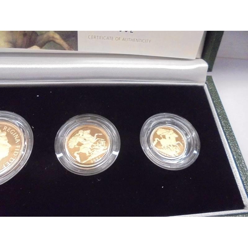 134 - A 2007 Royal Mint UK gold proof four coin Sovereign collection, all original, with COA, LE 650/1750