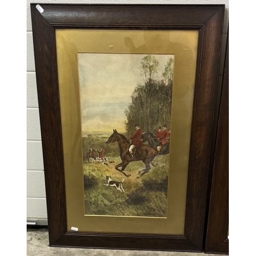 1910A - Two framed & glazed W. Gilbert watercolours. Hunting scenes. Going To The Meet & In At The Death