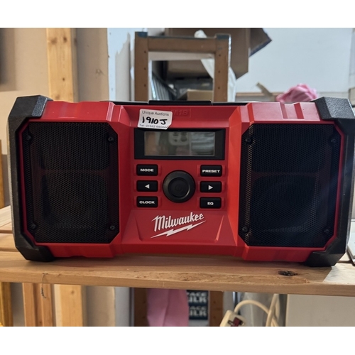 1910J - An industrial Milwaukee M18 JSR mains / cordless radio (No battery or charger)