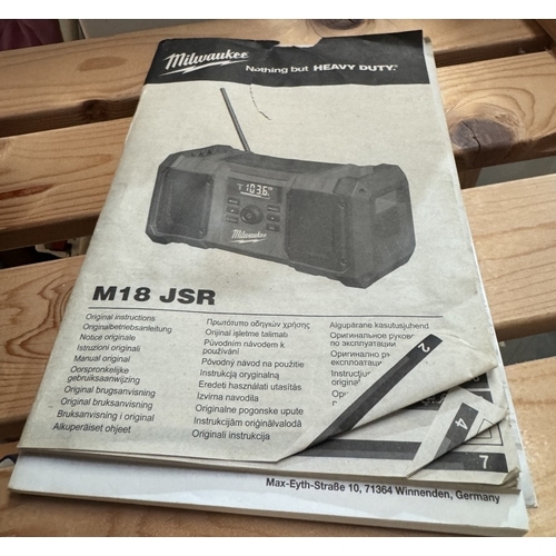 1910J - An industrial Milwaukee M18 JSR mains / cordless radio (No battery or charger)