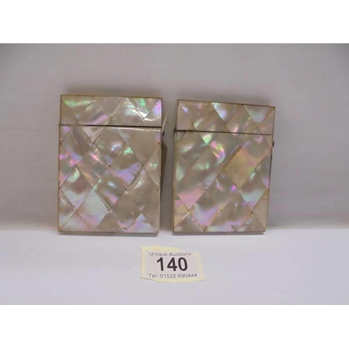 140 - Two rare mother of pearl card cases.