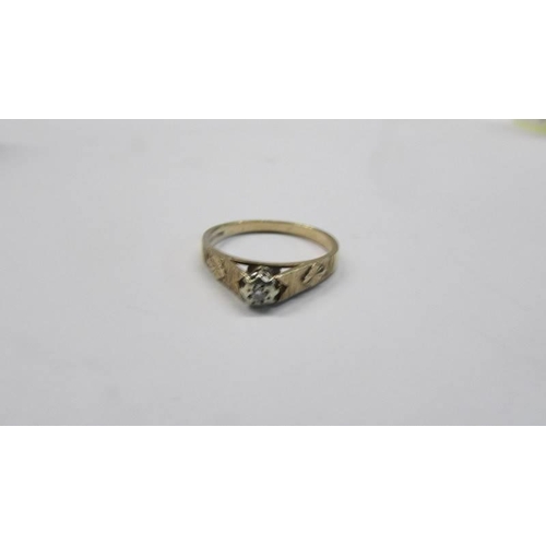 84 - A diamond single stone ring,  hall marked for London 1965, platinum shoulders, size S, 2.54 grams