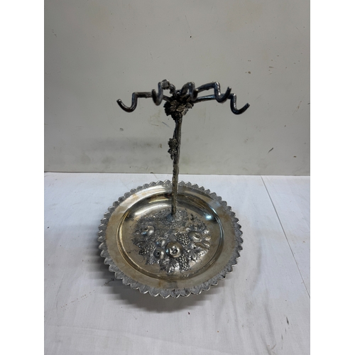 301 - A 1920s silver plated grape stand (Possibly WMF) with scissors & display of faux grapes