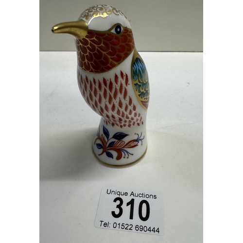 310 - A Crown Derby Humming Bird gold stopper