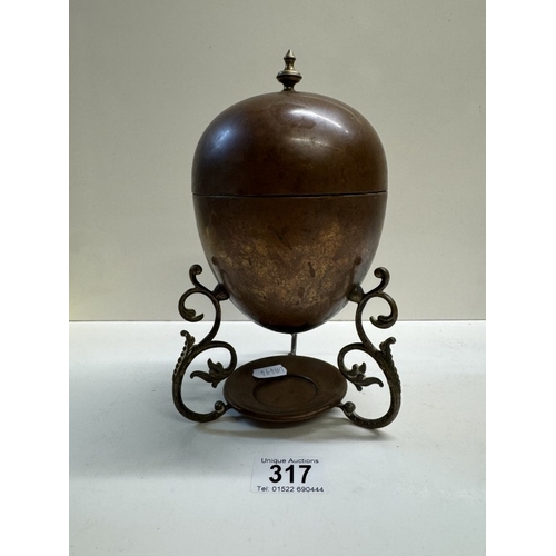 317 - A 19th century copper & brass egg coddler