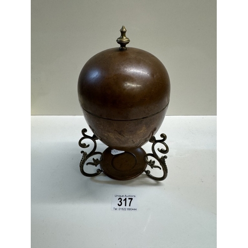 317 - A 19th century copper & brass egg coddler