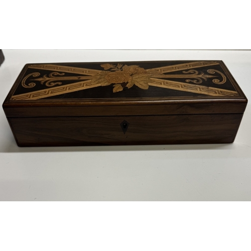 323 - A fan box & inlaid glove box