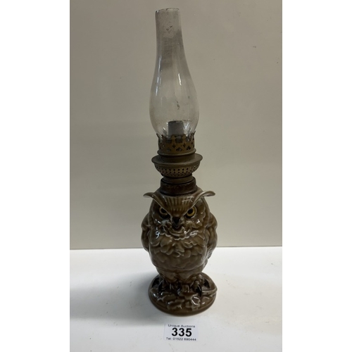 335 - A French William Whiteley porcelain owl oil lamp