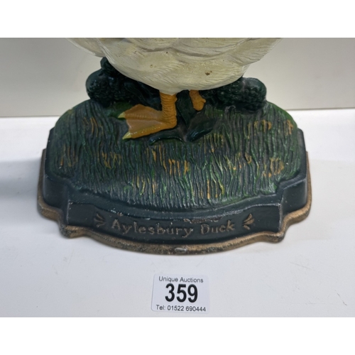 359 - A cast iron duck door stop