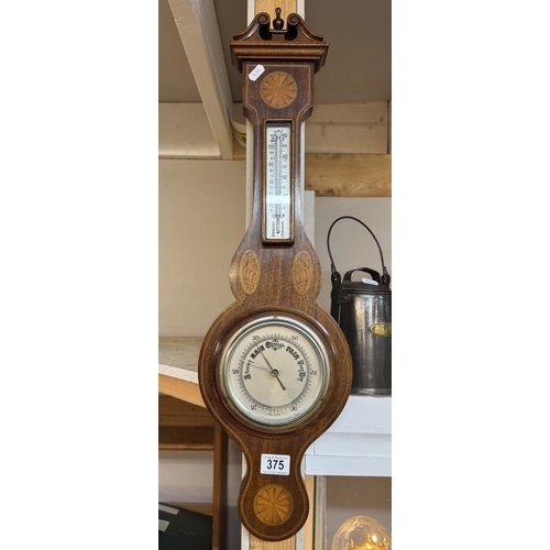 375 - An inlaid mahogany barometer