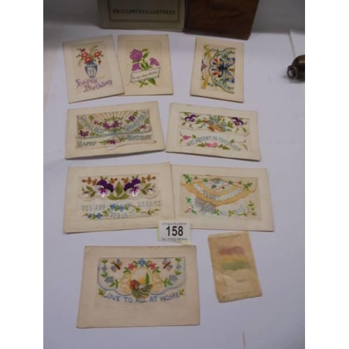 158 - Eight early 20th century silk embroidered greeting cards and two Jerusalem souvenir books.