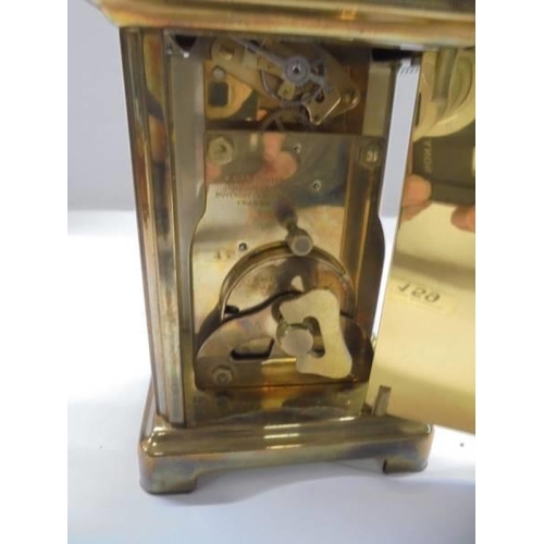 159 - A French Bayard brass carriage clock.