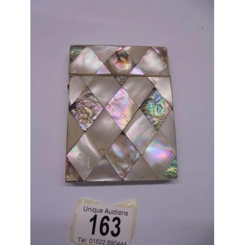 163 - A mother-of-pearl and abalone card case.