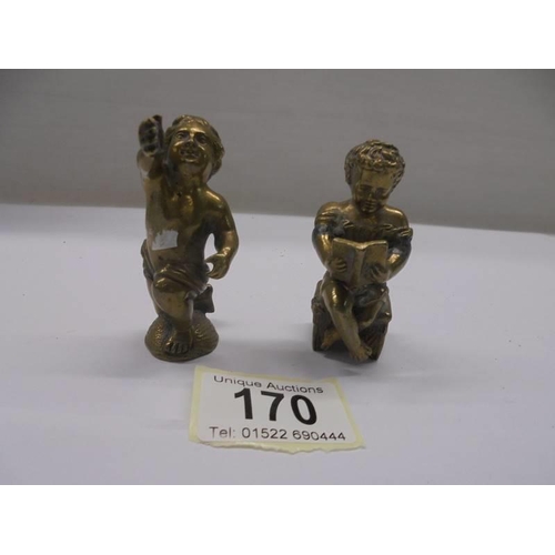 170 - Two miniature brass figures.