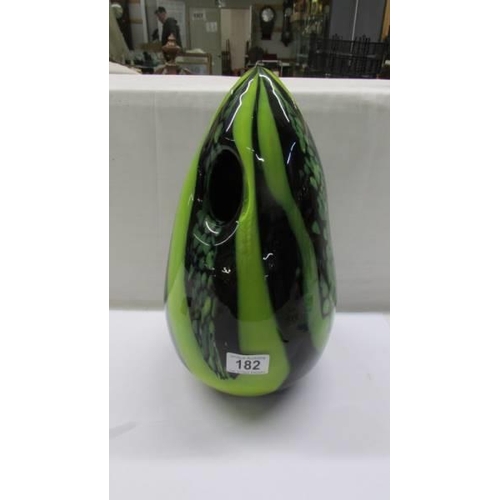 182 - An unusual Murano? green glass vase, 32.5 cm.