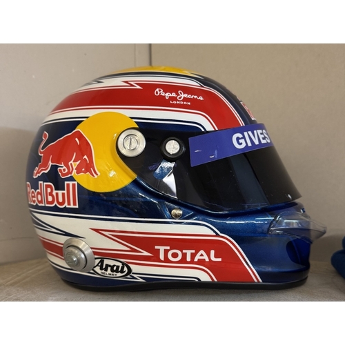 392 - A signed Mark Webber Red Bull racing helmet