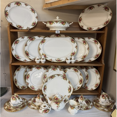 393 - Approximately 48 pieces of Royal Albert Country Roses dinner set. All 1sts