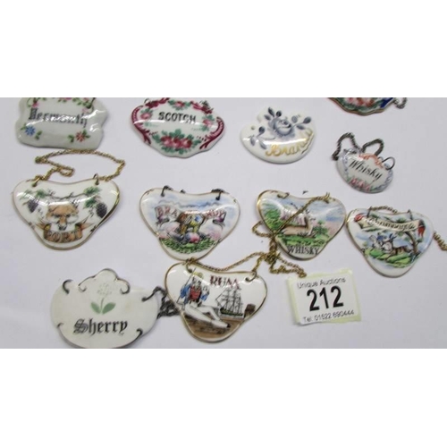 212 - Thirty ceramic decanter labels.