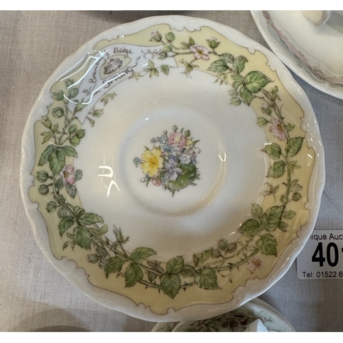 401 - A Royal Doulton Bramley Hedge set of 4 Seasons cups & saucers (2 with plates) 2 wedding cups & sauce... 