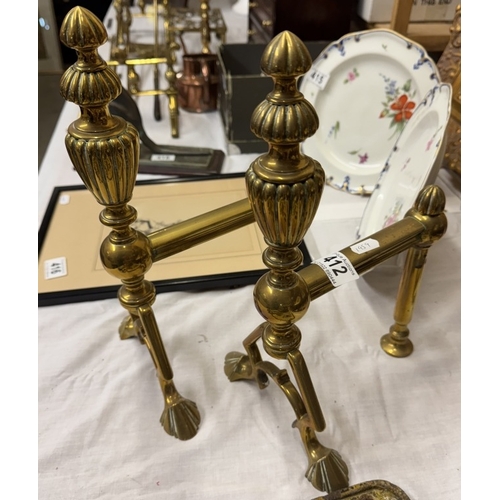 412 - A pair of Victorian brass fire dogs