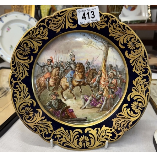 413 - A Sevres porcelain plate of Bataille De Cerizlles