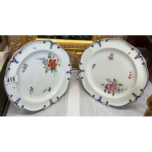 415 - A pair of antique Derby porcelain plates